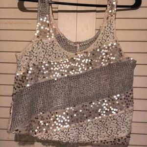 Free people - crochet/sequin crop
